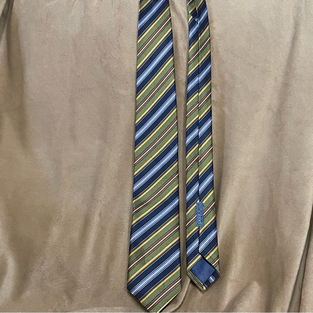 Striped Blue and Green Men's Silk Tie - Jz Richards.